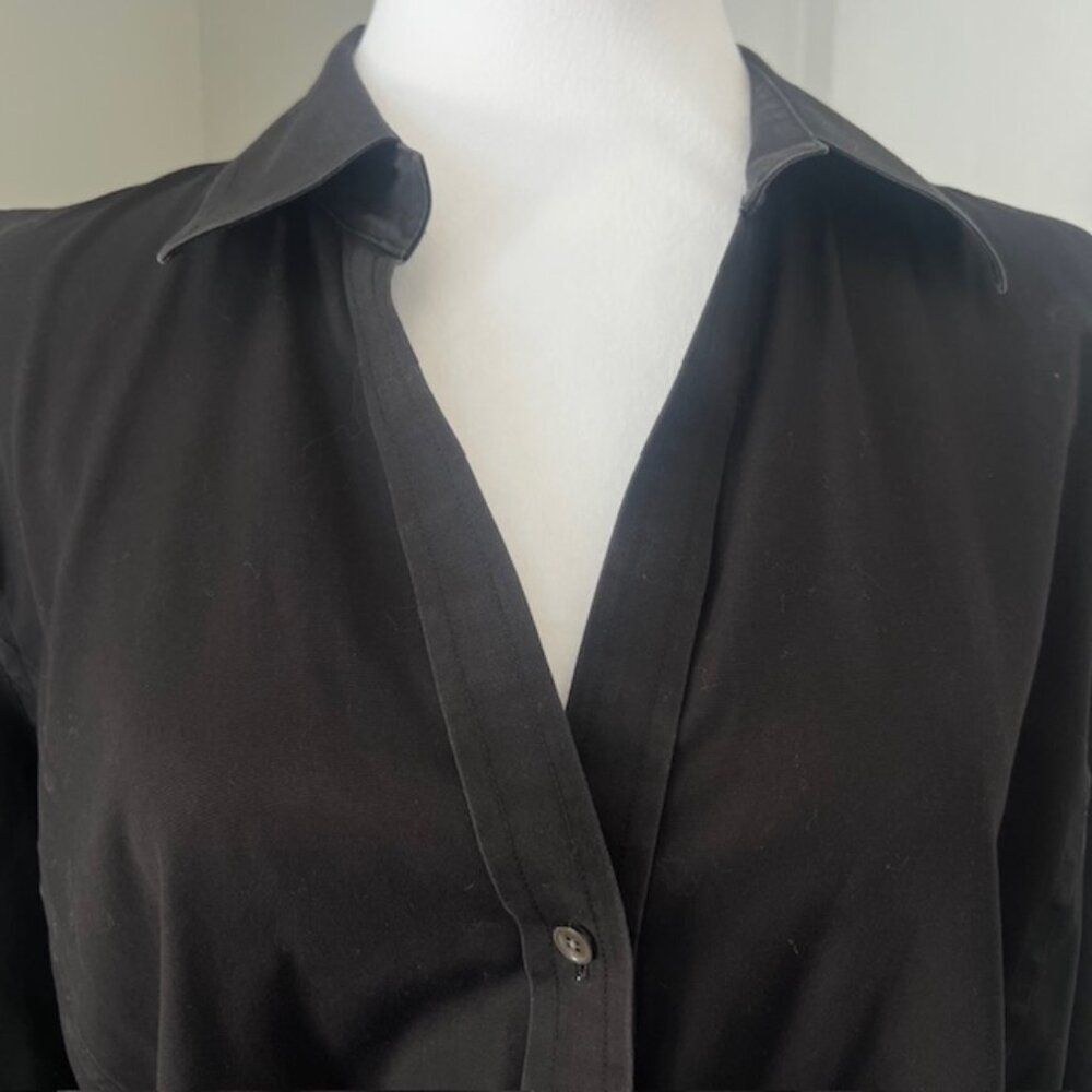 Talbots Black Wrinkle Resistant Work Wear Office Top Blouse Cotton Slimming Plus - Picture 2 of 7